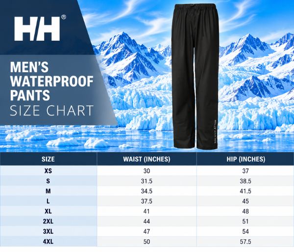Waterproof Pants Size Chart